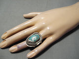 Astonishing Vintage Native American Navajo Turquoise Sterling Silver Ring Old-Nativo Arts