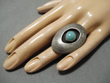 Tremendous Vintage Navajo Green Turquoise Sterling Silver Native American Ring-Nativo Arts