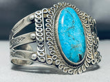 Rare Vintage Native American Navajo Blue Diamond Turquoise Sterling Silver Bracelet-Nativo Arts