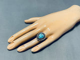 Very Rare Vintage Native American Navajo Gilber Turquoise Sterling Silver Ring Old-Nativo Arts