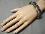 Important Native American Navajo Sterling Silver Aaron Anderson Sterling Silver Woven Bracelet-Nativo Arts
