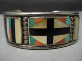 Important Vintage Native American Zuni Early Don Dewa Turquoise Sterling Silver Bracelet Old-Nativo Arts