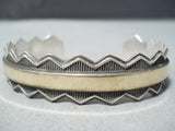 Marvelous Vintage Navajo Sterling Silver 14k Gold Bracelet Native American-Nativo Arts