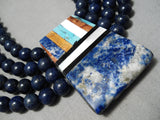 Native American One Of The Best Santo Domingo Lapis Sterling Silver Necklace-Nativo Arts