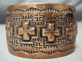 Ron Willie Navajo Wide Copper Cross Bracelet Native American-Nativo Arts