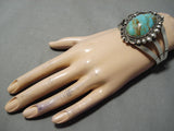 Stunning Vintage Native American Navajo Royston Turquoise Sterling Silver Bracelet Old-Nativo Arts