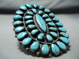 One Of The Best Ever Vintage Native American Navajo Turquoise Cluster Sterling Silver Ring-Nativo Arts