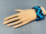One Of The Best Vintage Native American Navajo Turquoise Ironwood Sterling Silver Inlay Bracelet-Nativo Arts