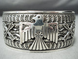 Important Sunny Reeves Native American Navajo Sterling Silver Thunderbird Bracelet-Nativo Arts