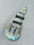 Early Vintage Native American Zuni Dishta Turquoise Sterling Silver Ranger Buckle Set-Nativo Arts