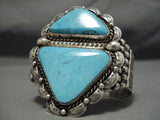 Gigantic Vintage Native American Navajo Triangular Turquoise Sterling Silver Bracelet-Nativo Arts