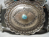 Important Vintage Native American Navajo Goodluck Rare Turquoise Sterling Silver Concho Eblt-Nativo Arts