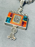 Important Vintage Native American Navajo Trcaey Turquoise Inlay Sterling Silver Necklace-Nativo Arts