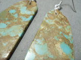 Some Of Biggest Best Native American #8 Turquoise Slab Sterling Silver Earrings-Nativo Arts