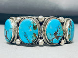 Awesome Native American Navajo Signed 5 Red Mountain Turquoise Sterling Silver Bracelet-Nativo Arts