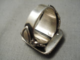 Amazing Vintage Navajo Squared Turquoise Sterling Silver Native American Ring-Nativo Arts
