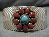 Important Tommy Sam Vintage Native American Navajo Turquoise Sterling Silver Bracelet Old-Nativo Arts
