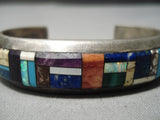 Thick And Heavy Vintage Native American Navajo Turquoise Sugulite Lapis Sterling Silver Bracelet-Nativo Arts
