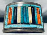 One Of The Best Ever Vintage Native American Navajo Turquoise Inlay Sterling Silver Buckle-Nativo Arts