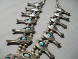 Huge Heavy Vintage Native American Navajo Turquoise Sterling Silver Squash Blossom Necklace Old-Nativo Arts
