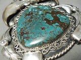 One Of The Best Vintage Native American Navajo Spiderweb Turquoise Sterling Silver Necklace Old-Nativo Arts