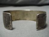 Vintage Native American Navajo Turquoise Inlay Sterling Silver Bracelet Cuff-Nativo Arts