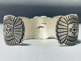 Detailed Concho Vintage Native American Navajo Sterling Silver Stamped Bracelet-Nativo Arts