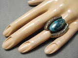 Huge Heavy Thick Vintage Native American Navajo Aqua Blue Turquoise Sterling Silver Ring Old-Nativo Arts