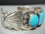 Detailed Vintage Native American Navajo Turquoise Concho Sterling Silver Bracelet-Nativo Arts