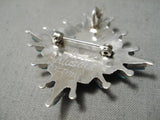 Superior Vintage Zuni Native American Stars Of Turquoise Sterling Silver Pin-Nativo Arts