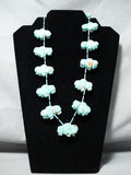 One Of Best Vintage Native American Navajo #8 Turquoise Buffalo Sterling Silver Fetish Necklace-Nativo Arts