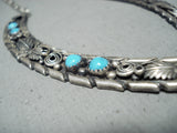 Phenomenal Vintage Native American Navajo Sleeping Beauty Turquoise Sterling Silver Necklace-Nativo Arts