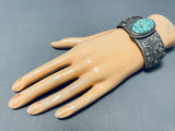 Important Smithsonian Vintage Native American Navajo Spiderwb Turquoise Sterling Silver Bracelet-Nativo Arts