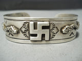 Heavy Whirling Logs Snake Vintage Native American Navajo Sterling Silver Bracelet-Nativo Arts