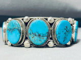 108 Grams Heavy Native American Navajo Spiderweb Turquoise Sterling Silver Bracelet-Nativo Arts