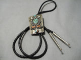 Native American Tremendous Vintage Zuni Turquoise Sterling Silver Bolo Old-Nativo Arts