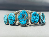 Exceptional Native American Zuni Sleeping Beauty Turquoise Sterling Silver Bracelet Signed-Nativo Arts