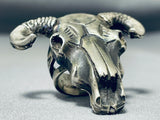 Phenomenal San Felipe Sterling Silver Skull Ring-Nativo Arts