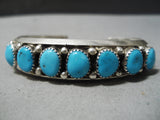 Stunning Vintage Native American Navajo Turquoise Sterling Silver Bracelet Old-Nativo Arts