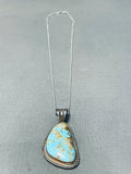 Pretty Vintage Native American Navajo #8 Turquoise Mine Sterling Silver Necklace Signed-Nativo Arts