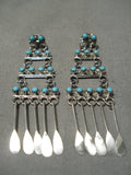 Fabulous Turquoise Sterling Silver Earrings Native American-Nativo Arts