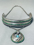 One Of The Best Vintage Native American Navajo Turquoise Choker Sterling Silver Necklace-Nativo Arts