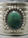 Early 1900's Vintage Native American Navajo Cerrillos Turquoise Sterling Silver Cuff Bracelet-Nativo Arts