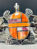 Native American Turle Inlay Vintage Southwestern Shell Sterling Silver Bracelet-Nativo Arts