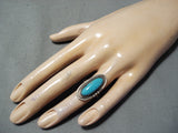Marvelous Vintage Native American Zuni Blue Gem Turquoise Sterling Silver Ring Old-Nativo Arts