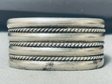 Giant Vintage Native American Navajo 7 Rail Sterling Silver Bracelet-Nativo Arts