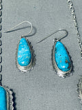 Best Native American Navajo Carlin Turquoise Sterling Silver Necklace Earring Set-Nativo Arts