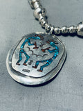 One Of The Best Vintage Native American Navajo Tubule Turquoise Sterling Silver Necklace Old-Nativo Arts
