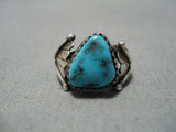 Impressive Vintage Native American Navajo Morenci Turquoise Sterling Silver Ring-Nativo Arts