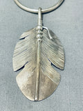 Huge Important Vintage Native American Navajo Sterling Silver Feather Tier Necklace-Nativo Arts